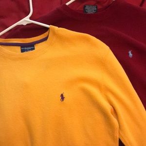 Two polo ralph lauren waffle knit long sleeve